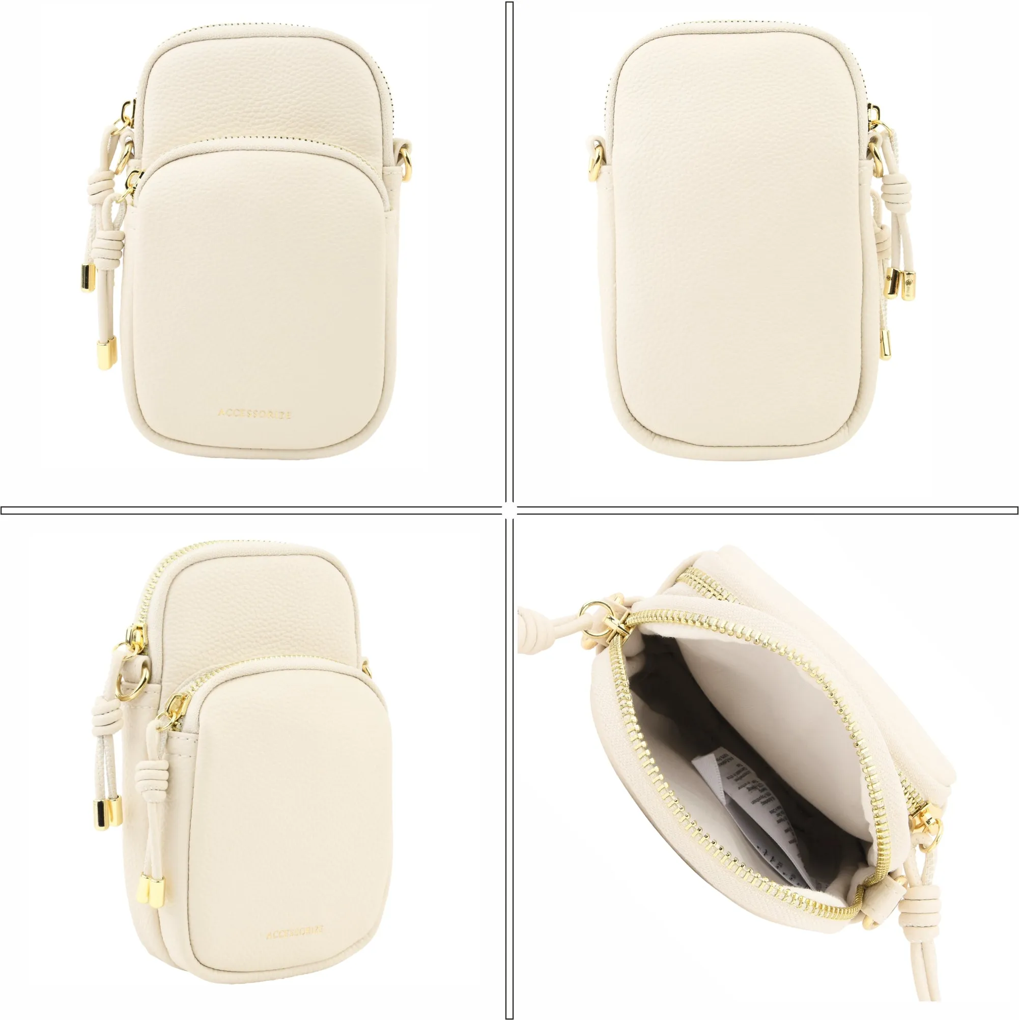 Accessorize London Women's Cream Webbing Strap Phone Bag