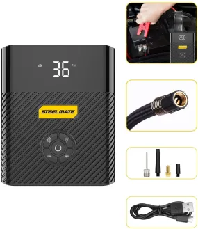 Air Compressor Portable Air Inflator Hand Held Tire Pump 8800mAh with Digital LCD LED Light DC5V/2A Power Bank Jump Starter 120PSI for Car Bicycle Tires and Other Inflatables SP1