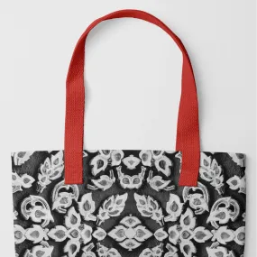 Ayodhya - Black & White Thai Mosaic Shopping Tote Bag