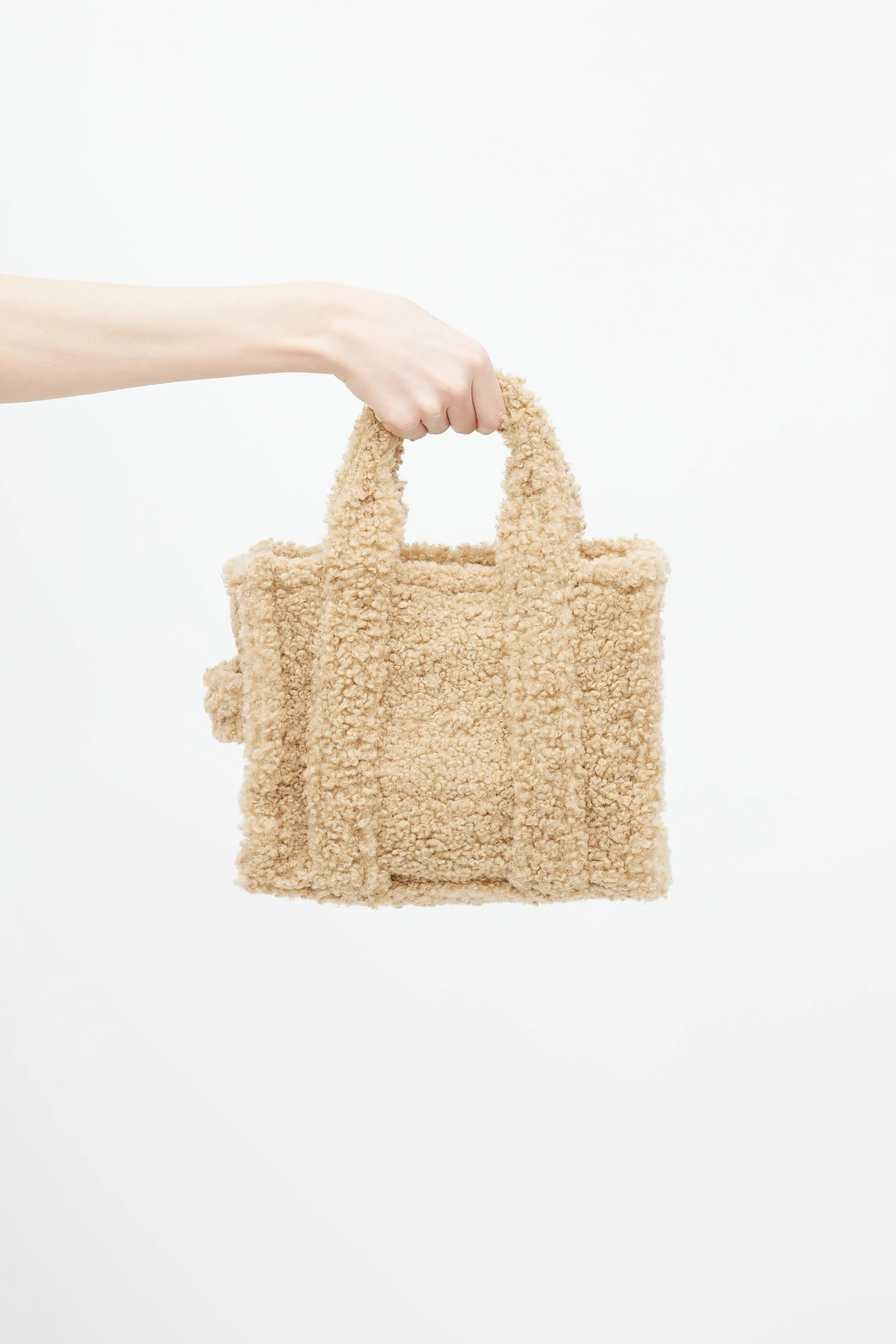 Beige Shearling Mini "The Tote Bag" Crossbody