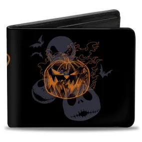 Bi-Fold Wallet - A Nightmare Before Christmas Jack Expressions   THE PUMPKIN KING Text Black Gray Orange