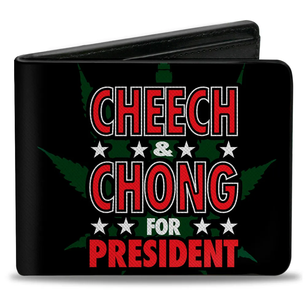 Bi-Fold Wallet - CHEECH & CHONG FOR PRESIDENT Pot Leaf Black Green White Red