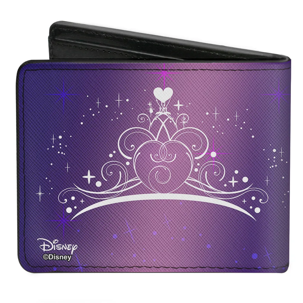 Bi-Fold Wallet - Cinderella & Prince Ball Scene   Crown Icon Purples White