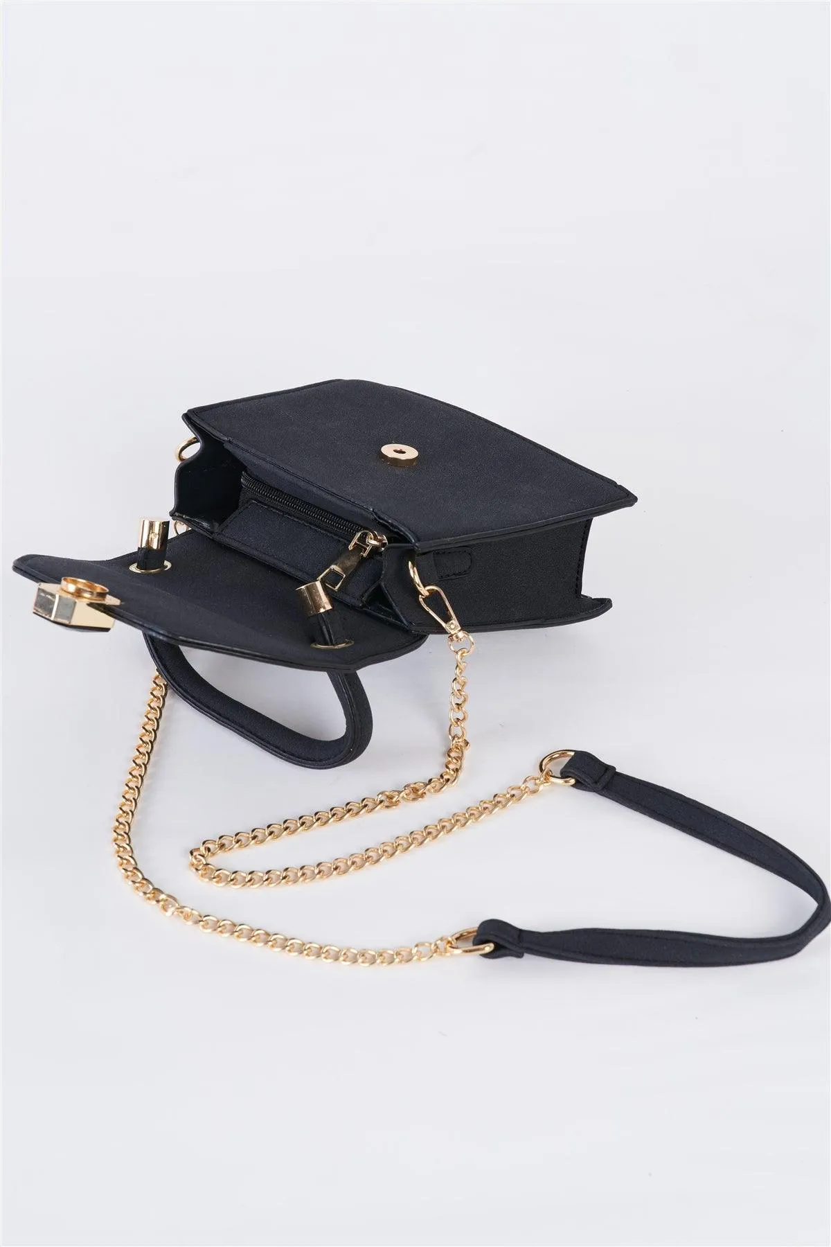 Black Vintage Inspired Purse With Gem Closure Detail /6 Bags