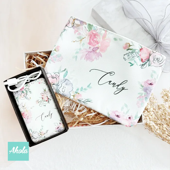 【Blooms】Power Bank Make Up Bag Gift Set 便攜式差電器 化妝袋禮盒套裝