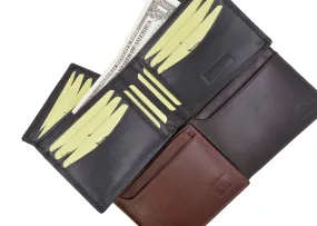 Cavelio Genuine High Quality Leather Mens Bifold Wallet with Removable ID Card Holder 730534