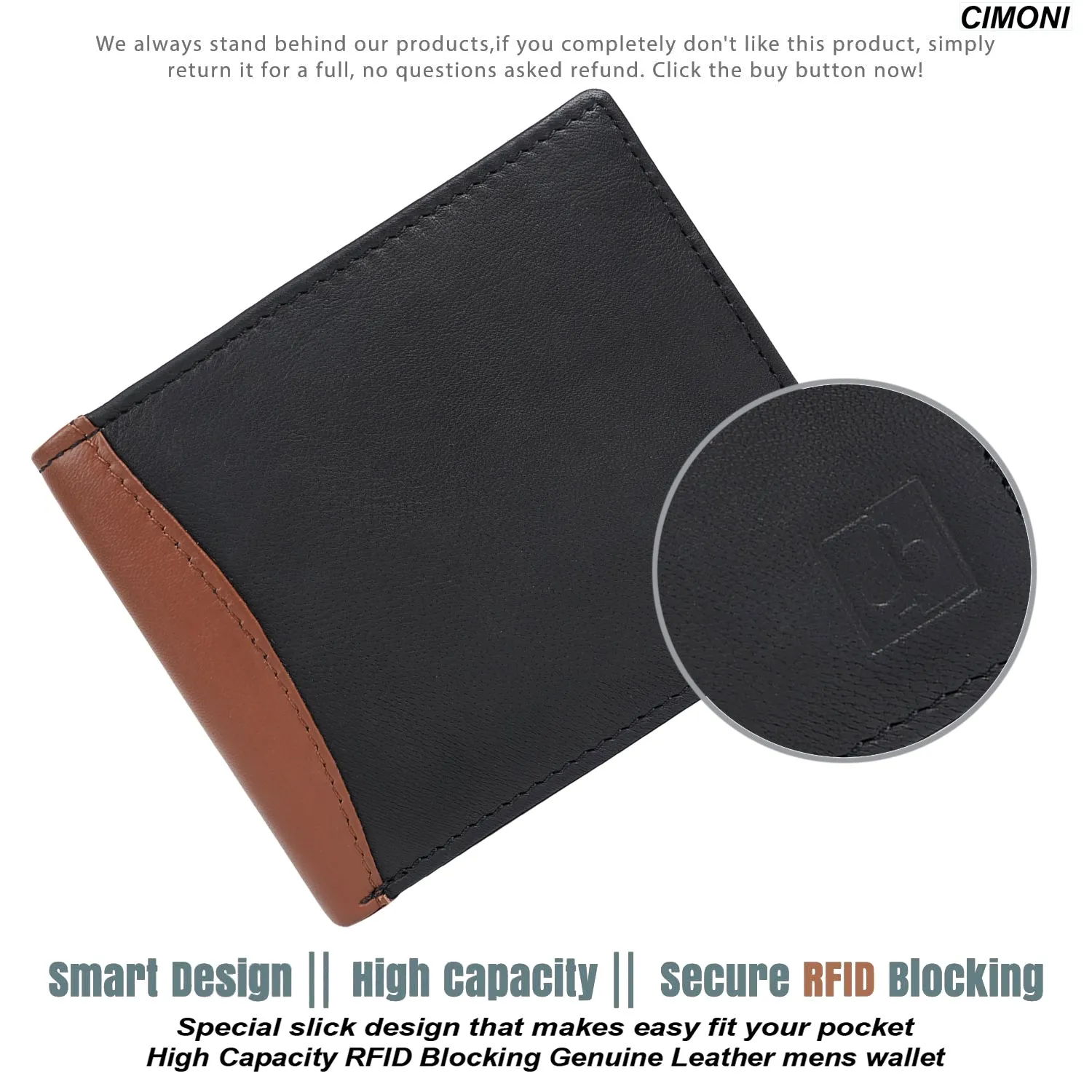 CIMONI Genuine Leather Wallet for Men I RFID Ultra Strong Stitching I 9 Credit Card Slots I 1 Currency Compartments