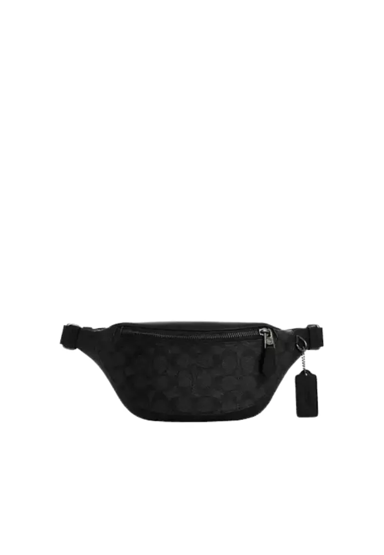 Coach Warren Belt Bag Mini Signature In Charcoal Black CW369