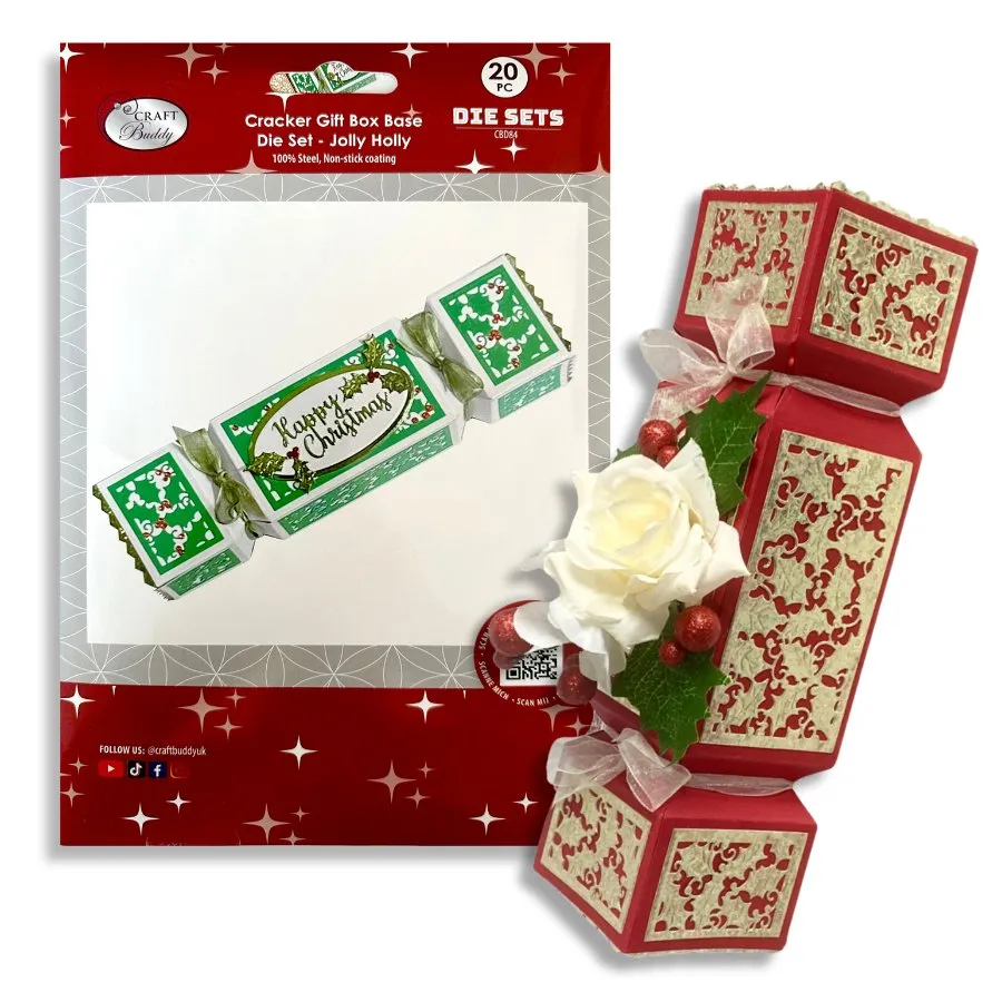 Craft Buddy "Jolly Holly" Cracker Gift Box Base Die Set