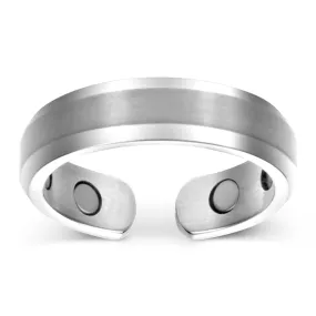 Elegant Titanium Magnetic Therapy Ring Silver, Size 10