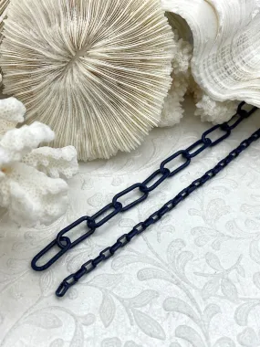 Enamel Plated Navy Paper Clip Chain, Enamel Box Chain, Enamel Chains, Blue Jewelry Chains, Link Chain, 2 styles Fast Ship