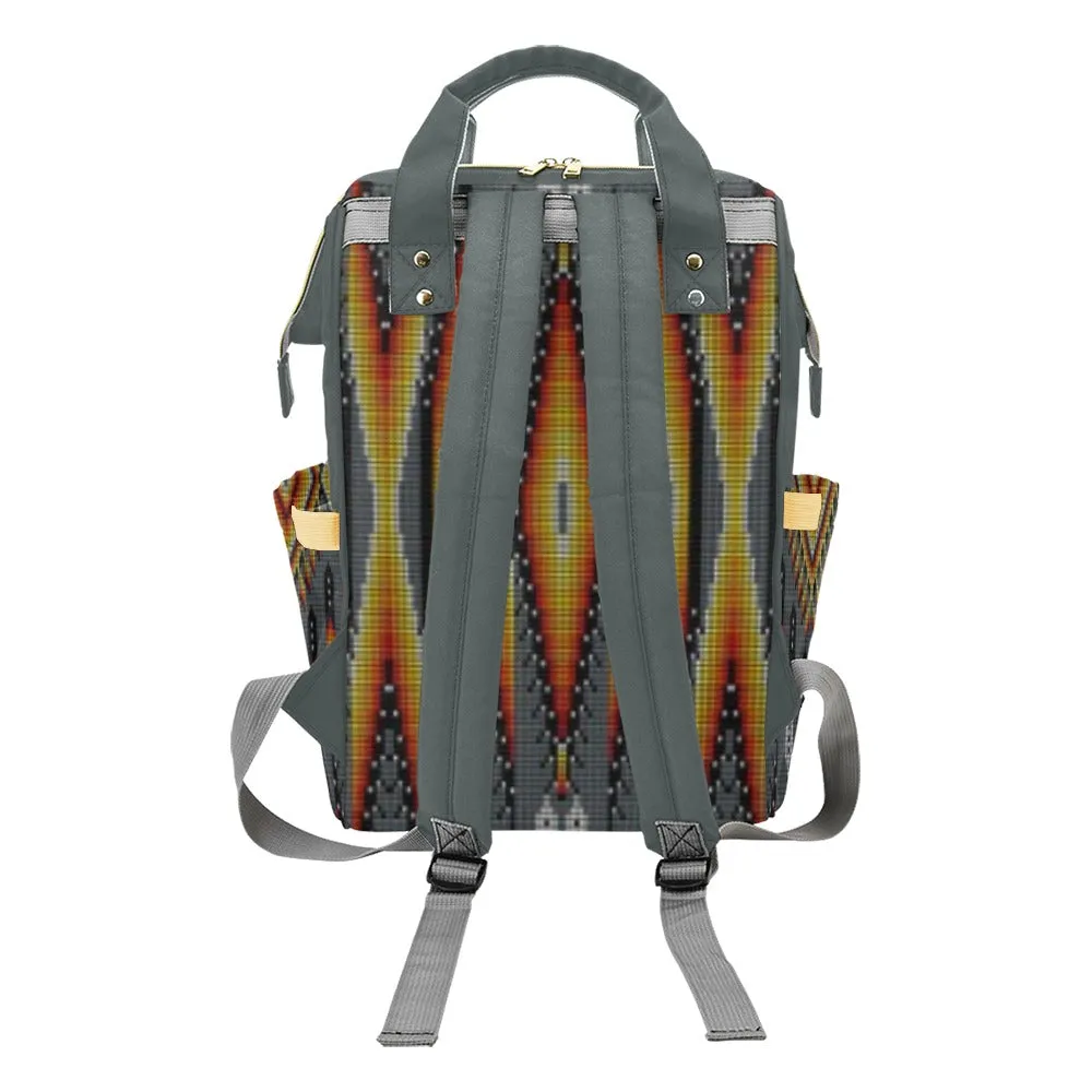 Fire Feather Grey Multi-Function Diaper Backpack/Diaper Bag