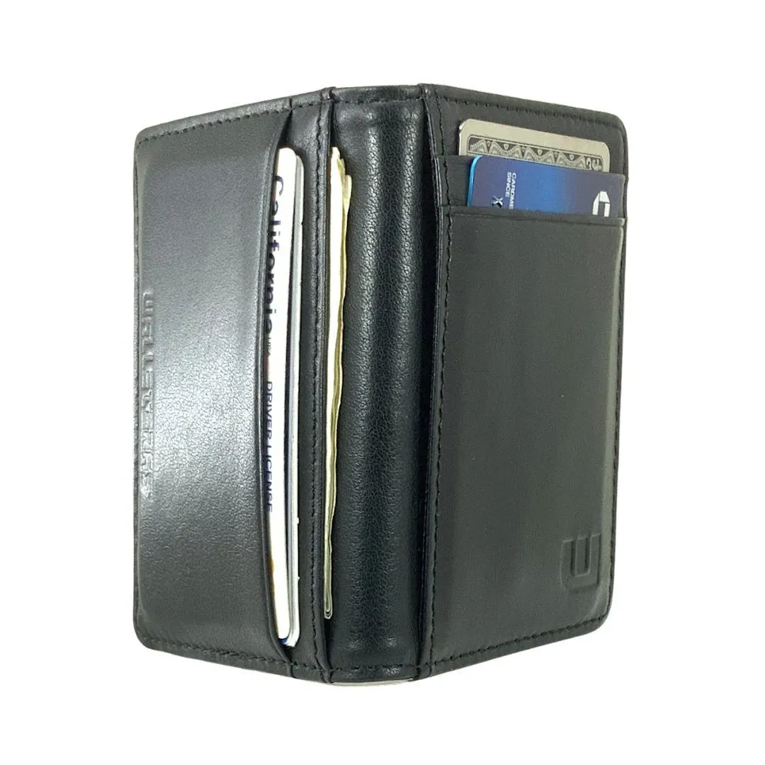 Front Pocket Wallet with RFID in Crazy Horse Leather - Double Espresso "S"