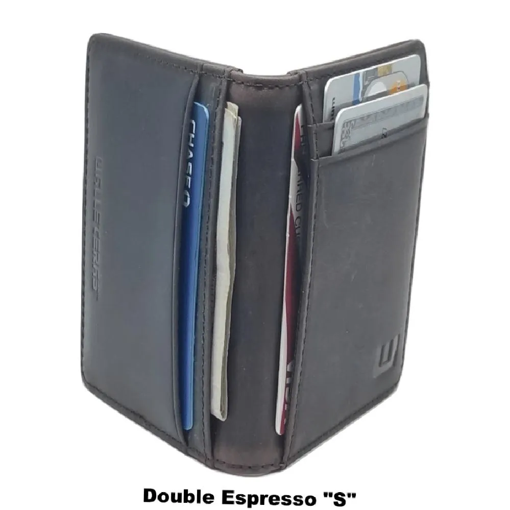 Front Pocket Wallet with RFID in Crazy Horse Leather - Double Espresso "S"