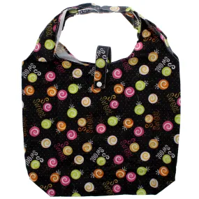 Heavy Duty Sweet Themed Black Shopping Bag in Pocket Pouch