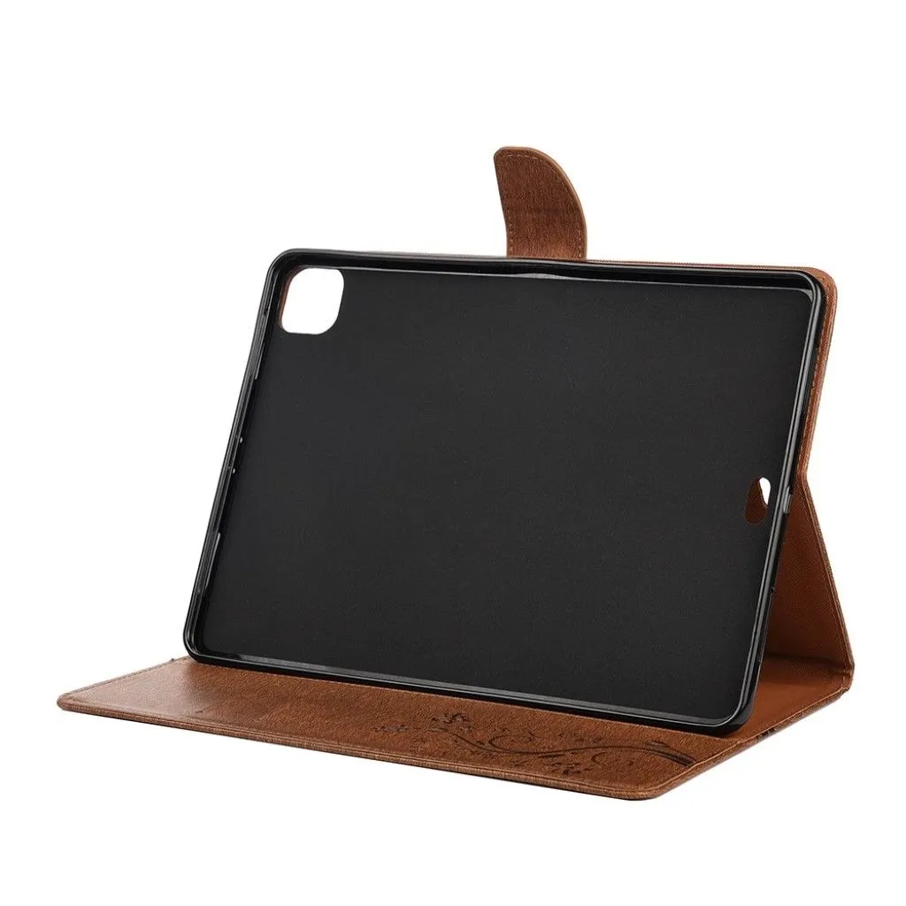 iPad Pro 11 inch (2020) butterfly imprint leather flip case - Brown