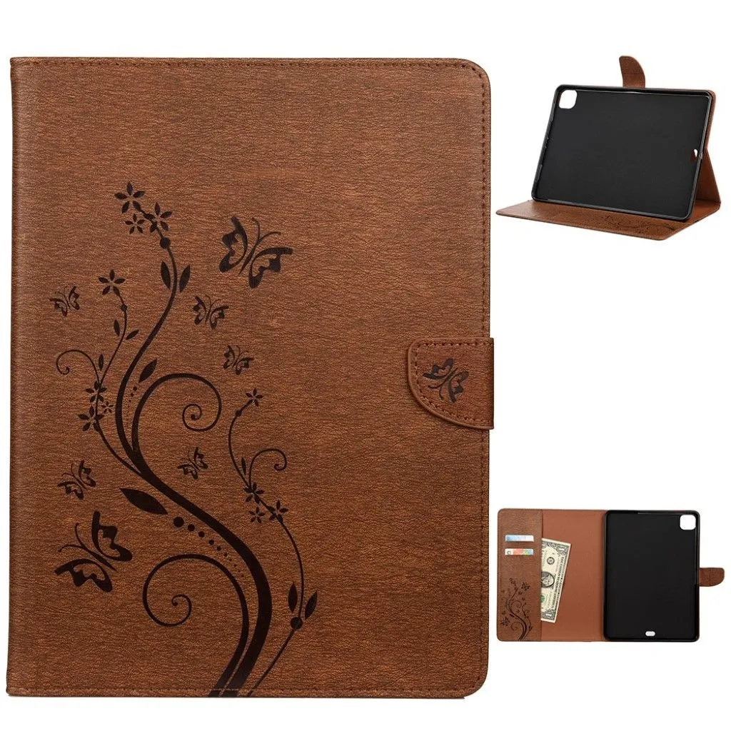 iPad Pro 11 inch (2020) butterfly imprint leather flip case - Brown