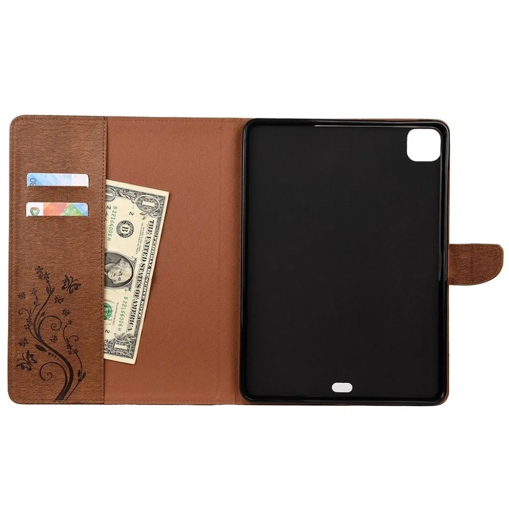 iPad Pro 11 inch (2020) butterfly imprint leather flip case - Brown