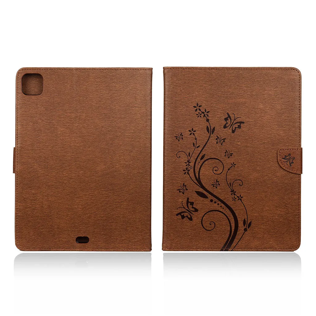 iPad Pro 11 inch (2020) butterfly imprint leather flip case - Brown