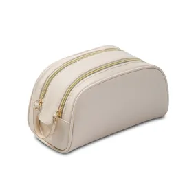 Large Capacity Double Zipper PU Leather Portable Cosmetic Bag