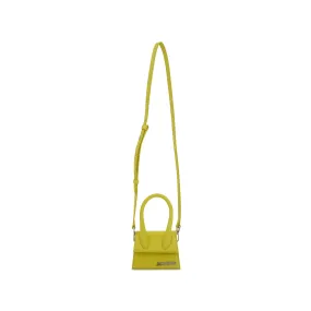 Le Chiquito Mini Croc Embossed Leather Bag in Neon Yellow