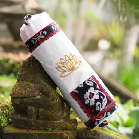 Lotus Lagoon in Ivory Javanese Ikat Cotton Yoga Mat Bag