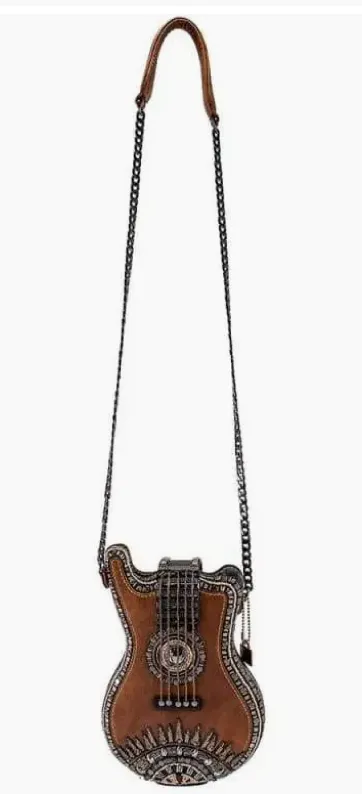 Mary Frances Open Mic Beaded Crossbody Guitar Handbag