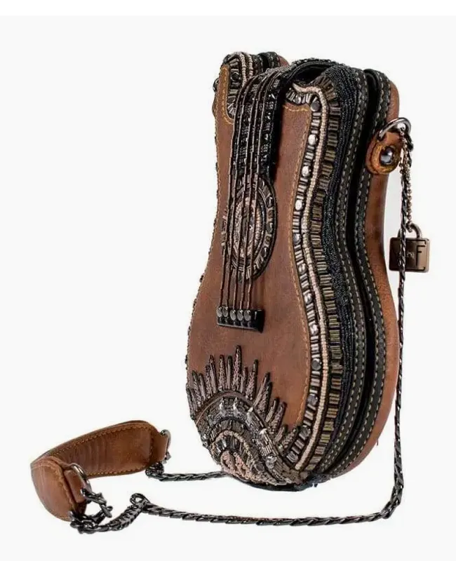 Mary Frances Open Mic Beaded Crossbody Guitar Handbag