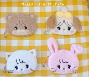 Mikko Illustration Plush Pouch Bear Latte Dog Souffie Kitten Mousse Rabbit Cammy