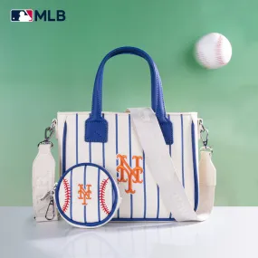 MLB-MT103 MLB New York Mets Team Tote/Crossbody with Baseball Coin Pouch