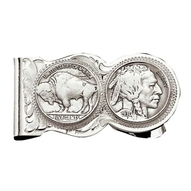 Montana Silversmiths Men's Buffalo Indian Nickel Scalloped Money Clip