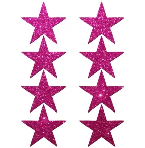 Pastease Mini Glitter Stars Hot Pink 8 Pack