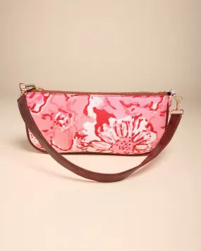 Peach Rosa Cotton Blockprinted Mini Baguette Bag