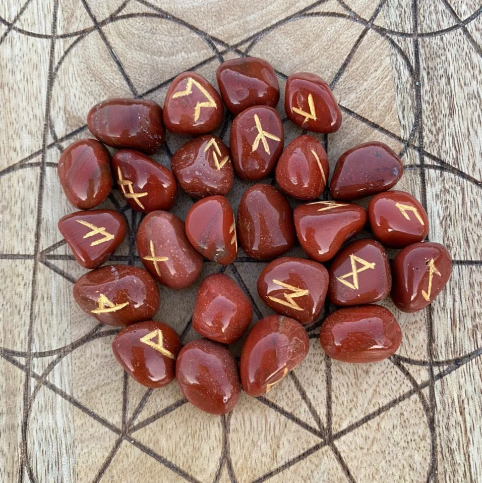 Red Jasper Tumble Stone  Runes Crystal Rune Set