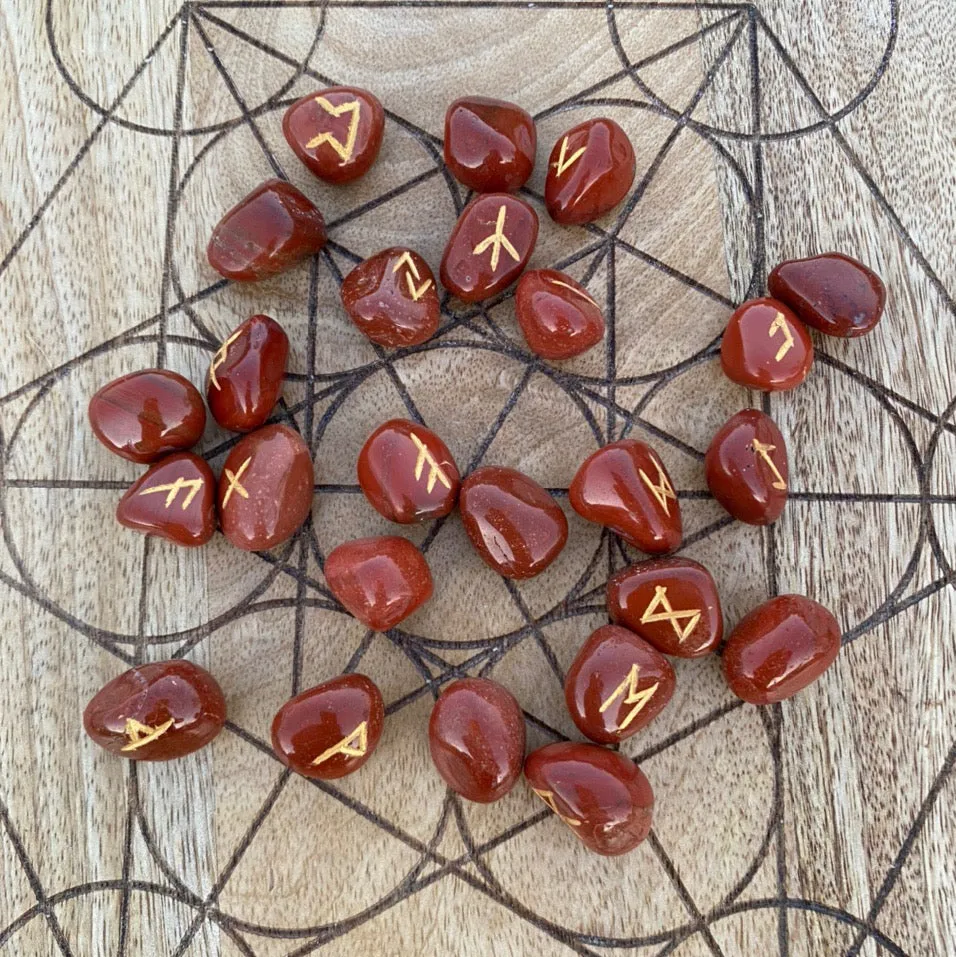 Red Jasper Tumble Stone  Runes Crystal Rune Set