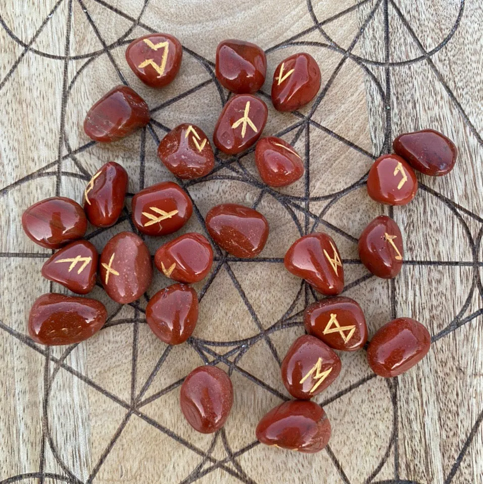 Red Jasper Tumble Stone  Runes Crystal Rune Set