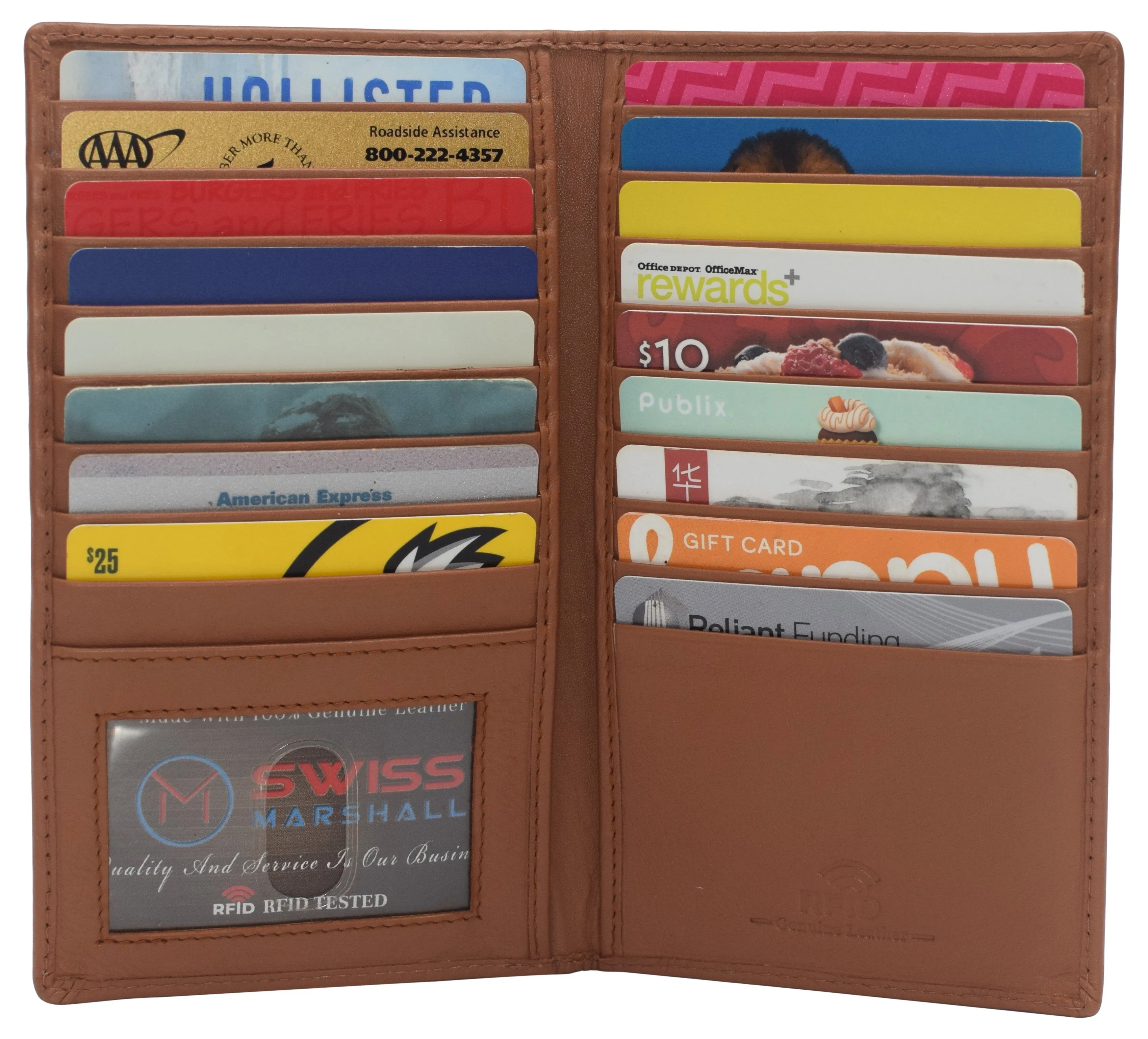 RFID CN 1529 Swiss Marshall RFID Blocking Genuine Leather Mens Long ID 17 Credit Card Security Wallet Colors