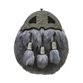 Silver Grey Rabbit Fur Leather Sporran