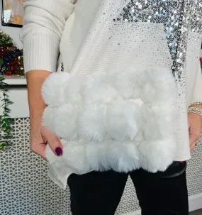 Snow Glow Pom Pom Bag - Winter White