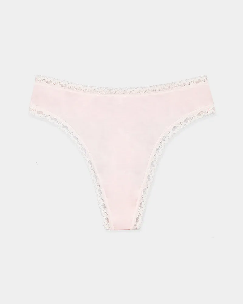 Stripe & Stare High Waist Thong in Pink-a-Boo