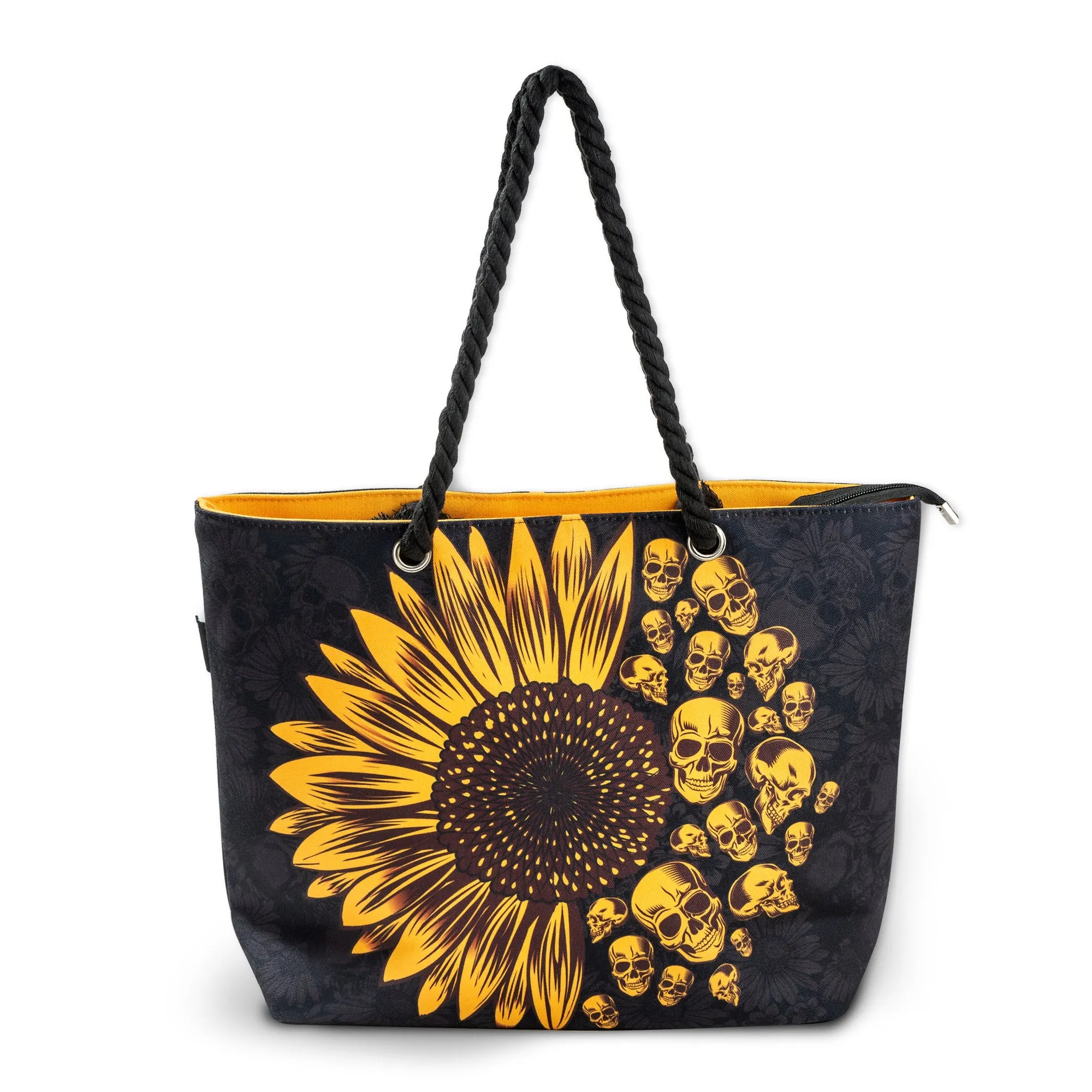 Sunflower Skulls Shoulder Beach Bag