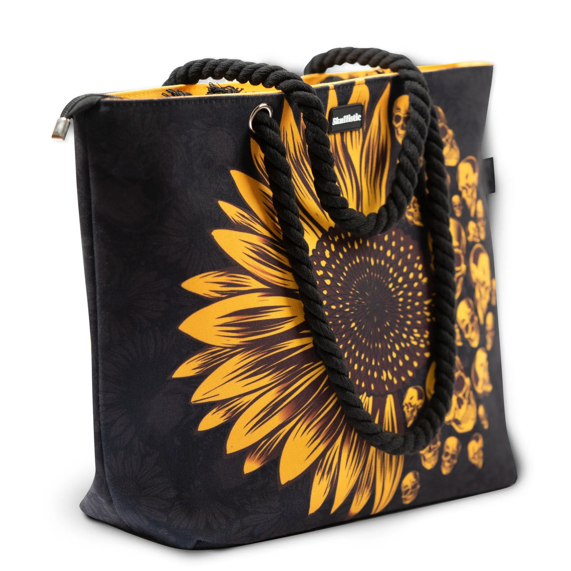 Sunflower Skulls Shoulder Beach Bag