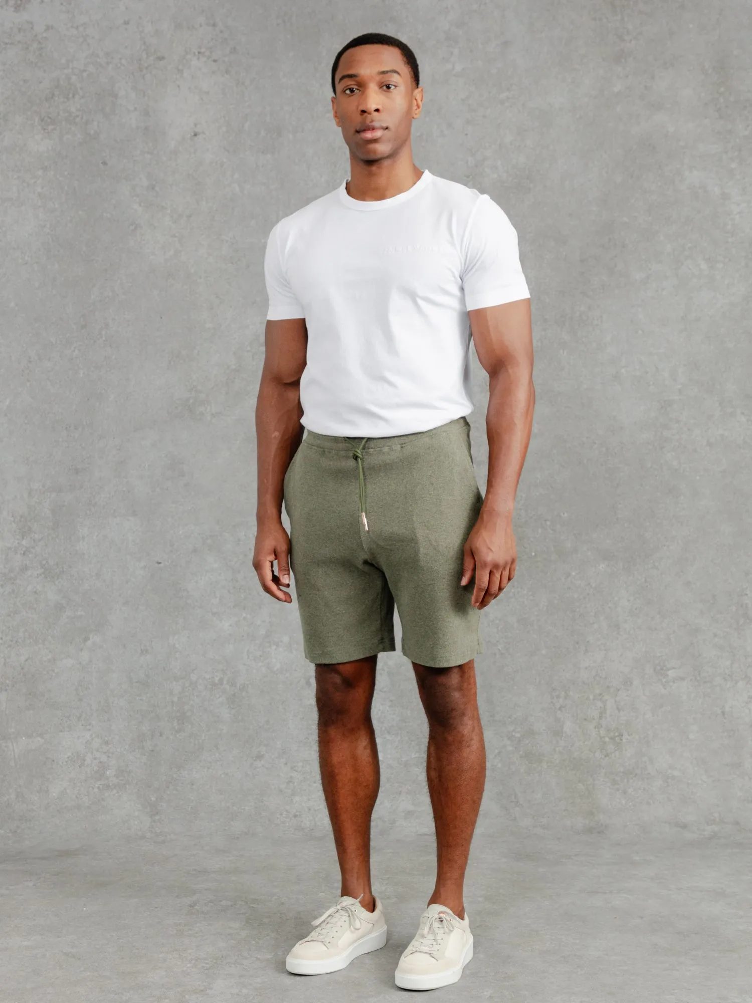 The Ribbed Shorts - Moss Green