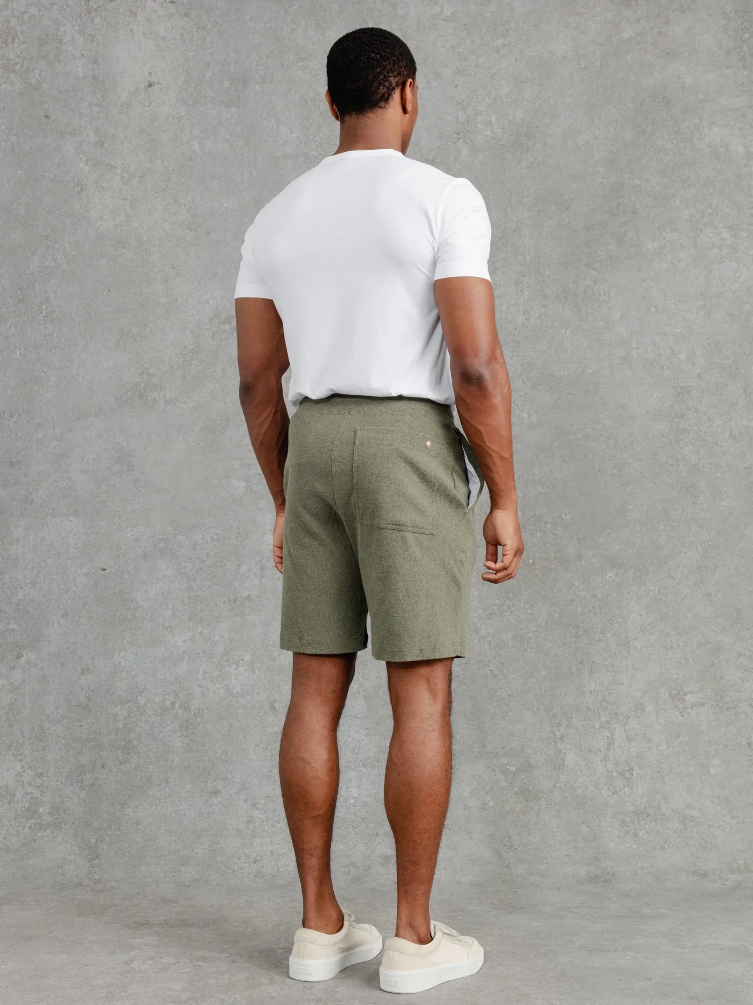 The Ribbed Shorts - Moss Green