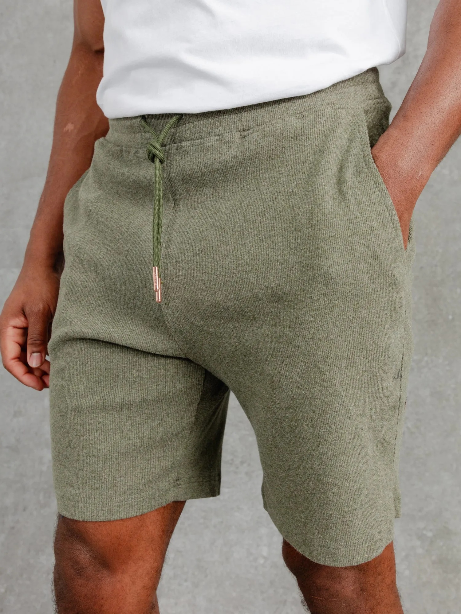 The Ribbed Shorts - Moss Green