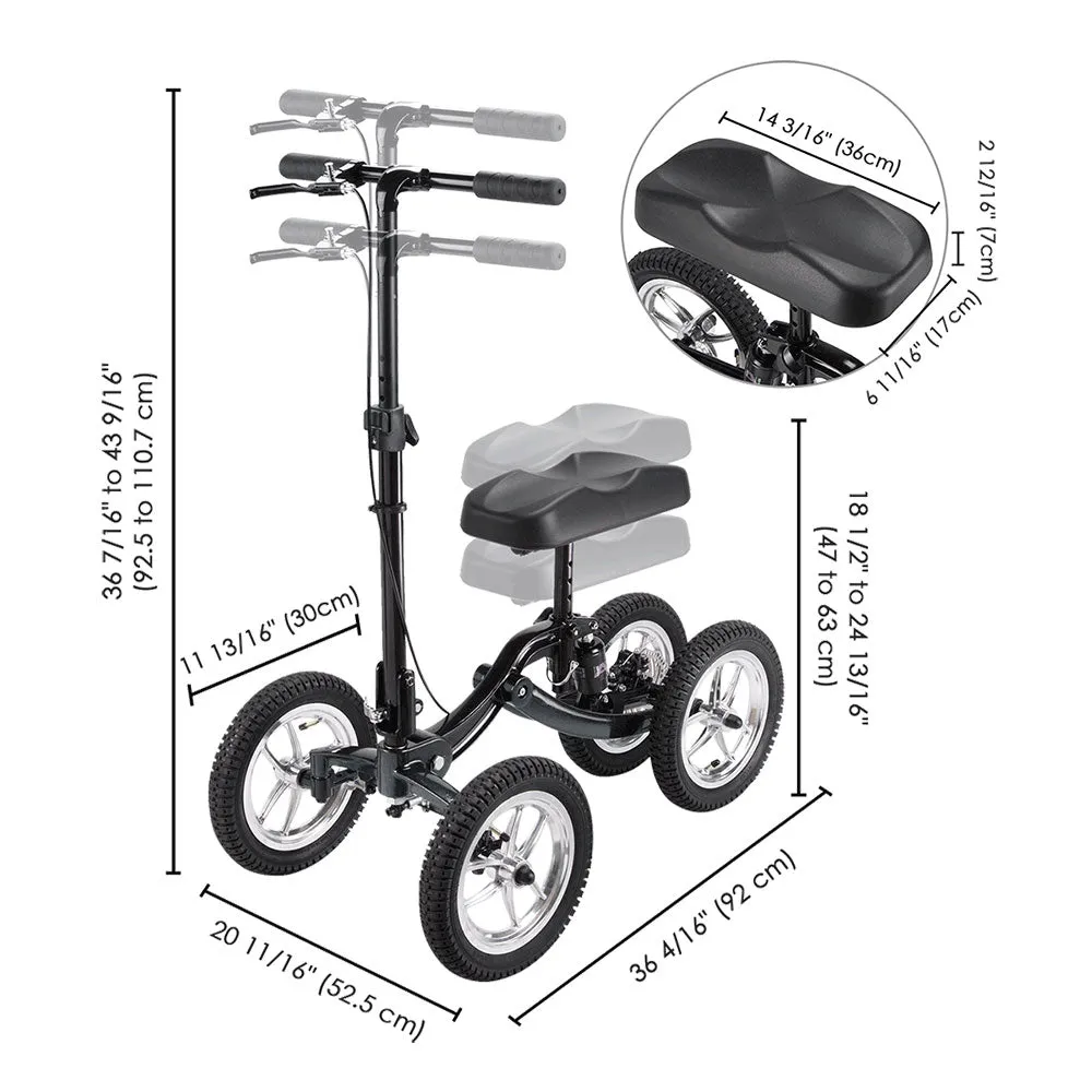 TheLAShop All Terrain Knee Walker Scooter Suspension Brake Basket