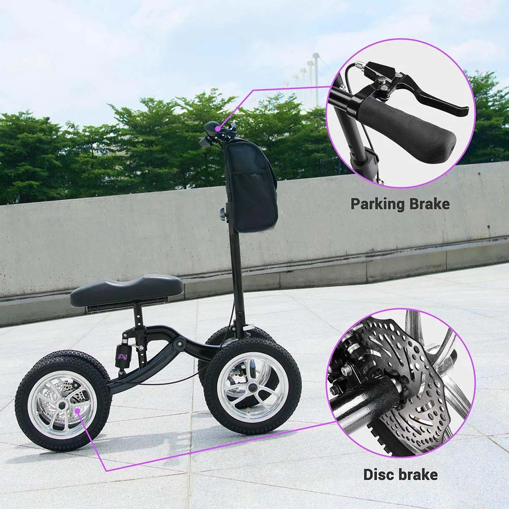 TheLAShop All Terrain Knee Walker Scooter Suspension Brake Basket