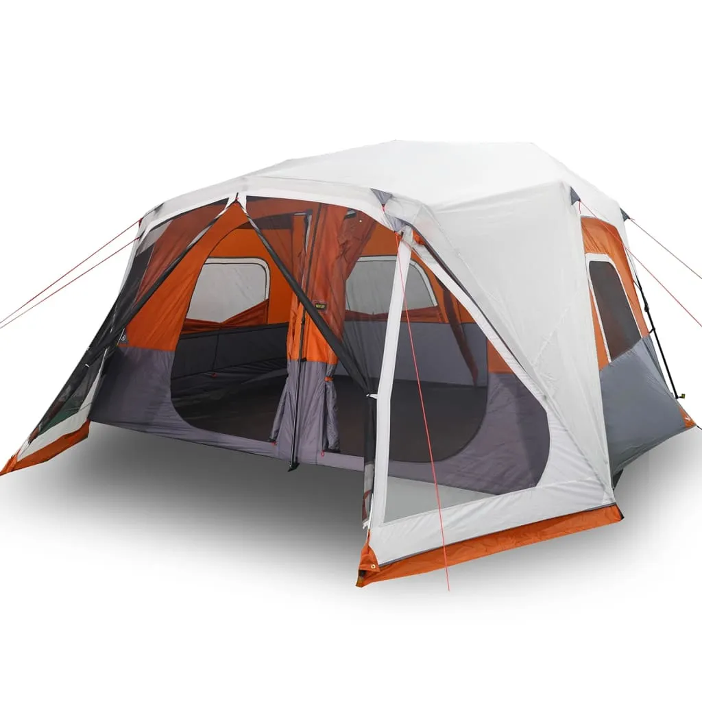 vidaXL Family Tent with LED 10-Person Light Grey and Orange Quick Release