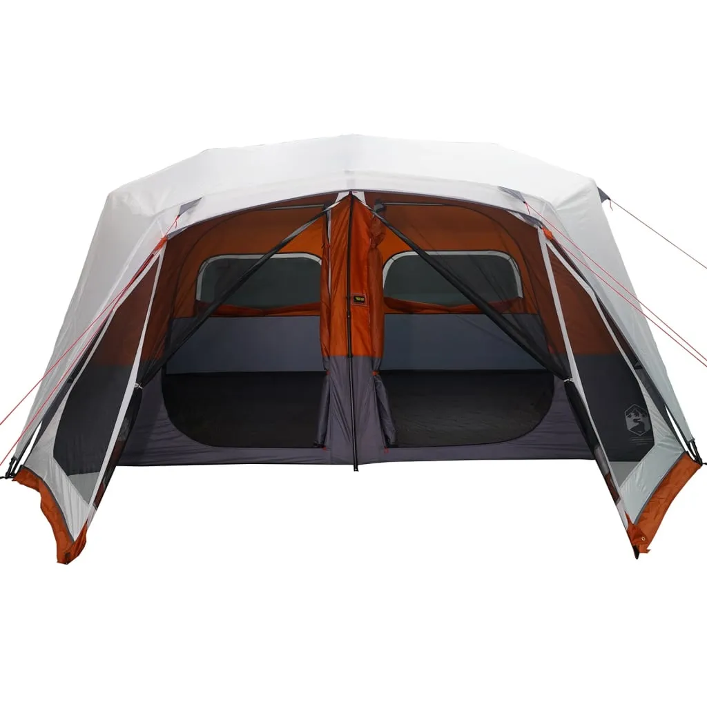 vidaXL Family Tent with LED 10-Person Light Grey and Orange Quick Release