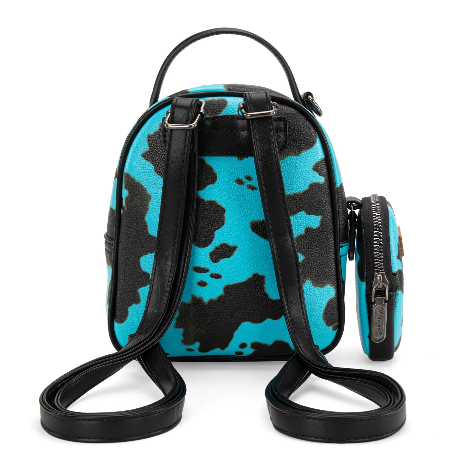 WG133-8600  Wrangler Cow Print Mini Backpack With Coin Pouch - Turquoise